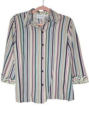 Alfred Dunner Women's 3/4 Sleeve Button-Up Shirt